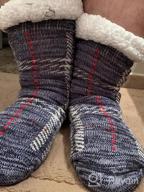 img 1 attached to LIBWYS 2 Pairs Men’S Fleece Lined Socks Cozy Winter Slipper Socks With Gripper (Blue) review by Kyle Earley