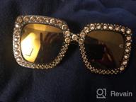 img 1 attached to Shine Bright With FEISEDY Women'S Oversized Crystal Sunglasses - Square Frame B2283 review by Tonya Wolfe