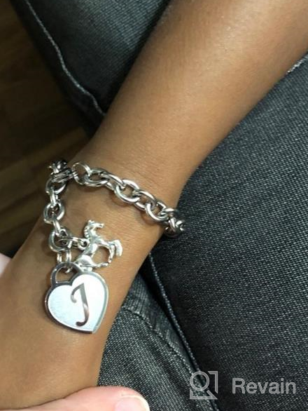img 1 attached to Turandoss Horse Gifts: Engraved 26 Letters Initial Charm Bracelet - Stainless Steel Horse Lover Bracelet for Girls review by Ashley Gomez