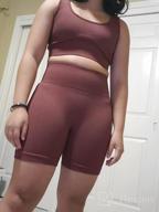 img 1 attached to QINSEN Workout Sets For Women 2 Piece Seamless Ribbed Crop Tank High Waist Shorts Yoga Outfits review by Angela Kutzler