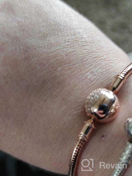 img 1 attached to 🌹 GNOCE Sterling Silver Rose Gold Plated Charm Bracelet - DIY Snake Chain with Crystal Round Shape Clasp, Endearing Gifts for Her review by Tammy Kaiser