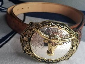 img 5 attached to Large Golden Rodeo Texas Cowboy Western Belt Buckle - HUABOLA CALYN Long Horn Bull