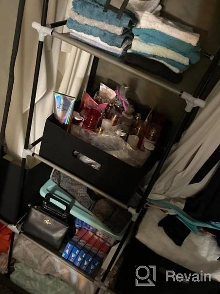 img 1 attached to Organize Your Closet In Style With UDEAR Portable Wardrobe - 6 Shelves, 2 Hanging Sections & 4 Side Pockets! review by Mohammed Prude