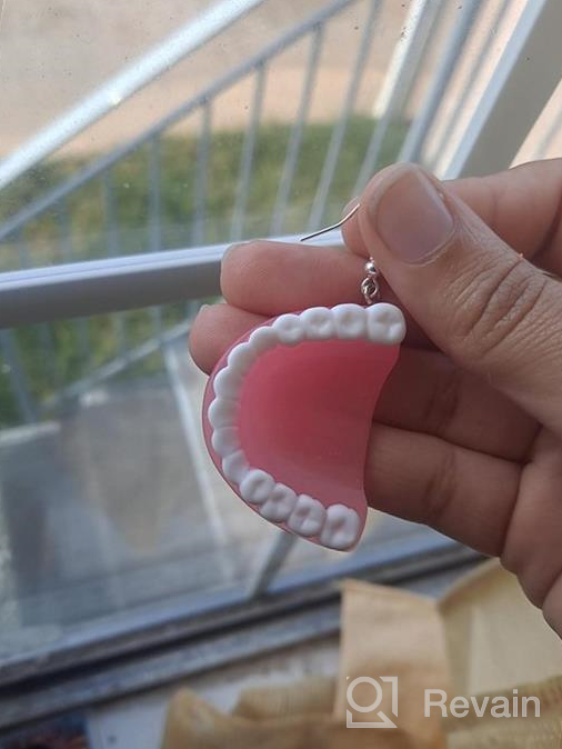 img 1 attached to Dental Teeth Earrings - Funny 3D Tooth Model - Ideal Gift for Dental Students, Hygienists, and Assistants review by Troy Kocur