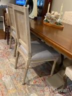 img 1 attached to Beige Fabric French Distressed Tufted Dining Room Chairs With Rectangle Rattan Back, Set Of 2 - Kmax Farmhouse Bedroom Kitchen review by Eddy Borghesi