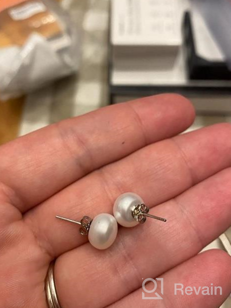 img 1 attached to 💎 Pearl Earrings Studs: Enhancing Style with Freshwater Cultured Pearl, Flat 925 Silver - Ideal for Women and Girls review by Sabrina Geppert