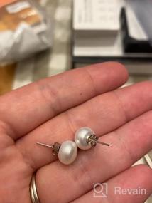 img 5 attached to 💎 Pearl Earrings Studs: Enhancing Style with Freshwater Cultured Pearl, Flat 925 Silver - Ideal for Women and Girls