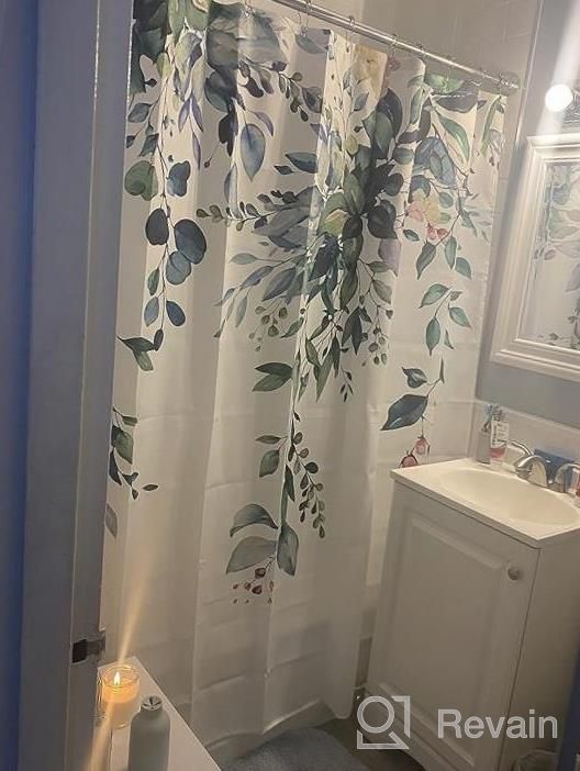 img 1 attached to Green Shower Curtain For Bathroom, Beautiful Modern Leaf And Floral Spring Botanical Shower Curtain, Garden Plants Classic Design, Water Repellent Fabric Shower Curtain Set With 12 Hooks 72X72 White review by Christine Williams
