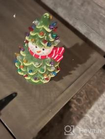 img 8 attached to Керамическая елочка-снеговик - Предварительно освещаемый батарейками винтажный столешний орнамент с 50-ю разноцветными огнями - Веселое и праздничное новогоднее украшение для дома на столе, в центре комнаты или на столешнице.