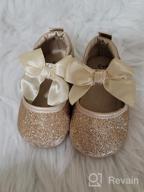 img 1 attached to 👶 Lidiano Baby Girls Bowknot Sequins Bling Anti-Slip Mary Jane Flat Crib Shoes + Headband Combo review by Tiffany Odom