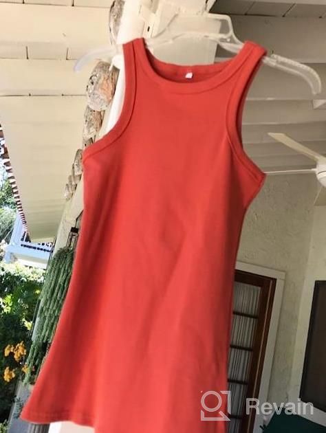 img 1 attached to Women'S Cotton Ribbed Tank Top - Sleeveless Racerback High Neck Fitted Tee review by Maurice Jimenez