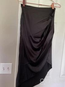 img 6 attached to LYANER Атласная юбка миди с высокой талией и асимметричным разрезом с рюшами для женского облегающего стиля