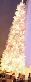 img 7 attached to Предварительно освещенная искусственная новогодняя елка 7 футов белый карандаш тонкий навесной 800 наконечников 300 теплых белых огней 8 режимов домашний офис вечеринка праздничный декор