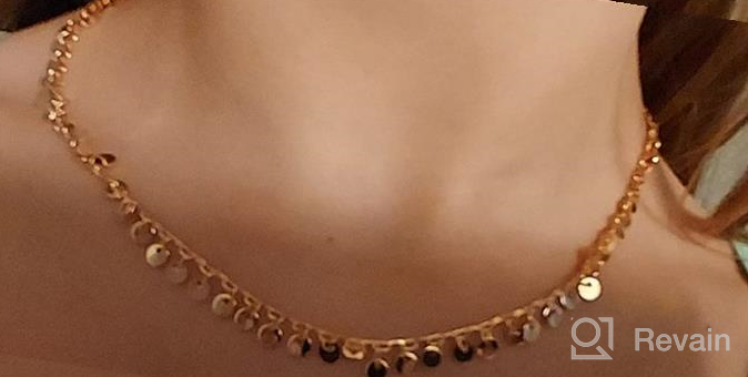 img 1 attached to 💎 LOYATA Women's 14K Gold Plated Choker Necklace with Bohemian Sequin Coins and CZ Evil Eye Hamsa Hand Pendant - Delicate Chain Necklace for Enhanced Style review by Michael Ghosh
