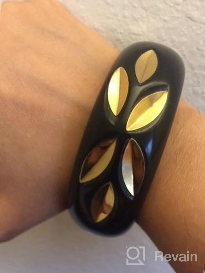 img 1 attached to 🖤 Richera Black Resin Bangle with Brass Metal Leaves Inlay review by Jason Olguin