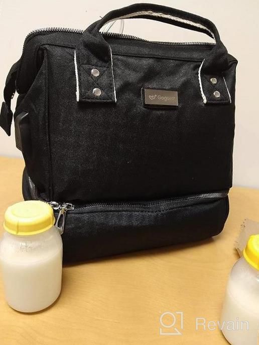 img 1 attached to Mini Breast Pump Bag - Lunch Bag Black Breast Pump Backpack With USB Charger Port And Cooler Pocket For Work Mom And Best Baby Shower Gifts (NO Include ICE Pack) review by Jamie Lewis
