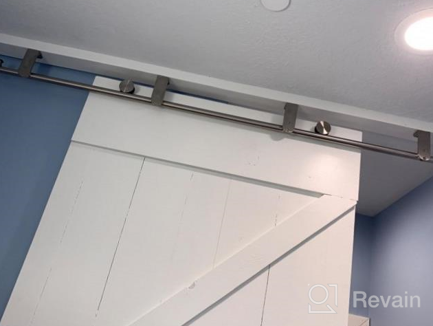 img 1 attached to 6FT Flat Stainless Steel Ceiling Mount Sliding Barn Door Hardware Kit By DIYHD review by Raul Choudhury