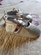 img 1 attached to 👶 Lidiano Baby Girls Bowknot Sequins Bling Anti-Slip Mary Jane Flat Crib Shoes + Headband Combo review by Sandra Price
