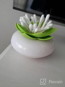 img 5 attached to Держатель для ватных палочек в форме белого лотоса: стильный органайзер для ватных палочек в ванной и хранения косметики.