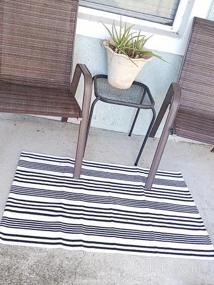 img 7 attached to KaHouen 27.5"X43" Black & White Striped Outdoor Rug - Hand Woven Cotton Washable Layered Doormat For Porch/Kitchen/Laundry Room/Farmhouse/Entryway