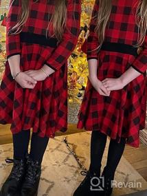 img 6 attached to 🎄 LuckyShe Christmas Buffalo Print Dresses with Pockets for Girls' Clothing