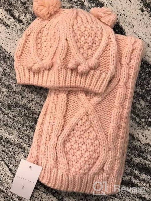 img 1 attached to Warm up with the UNDER ZERO 🧣 UO Girl's Winter Cute Pink Knitted Hat Scarf Set review by Michelle Linares