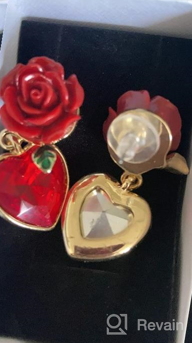 img 1 attached to 🌹 Yifnny Flower Earrings: Vintage Simulated Ruby Heart Red Rose Studs for Women- Hypoallergenic Gold Plated Dangle Jewelry review by Chelsea Miller