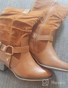 img 5 attached to Western Style Cowboy Boots For Women - DailyShoes Slouch Neck Mid-Calf Ankle Buckle Strap