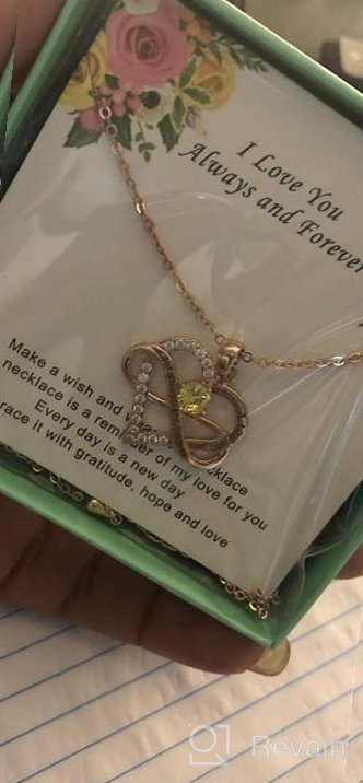 img 1 attached to Love Heart Birthstone Infinity Necklace - Birthday Gift For Women, Sister And Girls By Sovesi review by Joshua Sharma