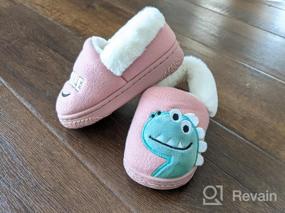 img 6 attached to 🦕 Dinosaur Cotton Knit House Slippers for Little Kids - Warm and Cozy, Cute Cartoon Plush Non-Slip Winter House Shoes