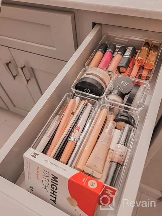 img 1 attached to 28-Piece Drawer Organizer Set By SMARTAKE - Non-Slip Silicone Pads, 4-Sized Trays For Makeup, Jewelry, Utensils - Perfect Storage Solution For Bedroom Dresser, Office, And Kitchen (Black) review by Jay Brock