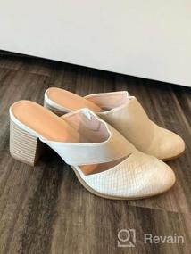 img 5 attached to Backless Chunky Stacked Mules With Cutout Design, Closed Toe And Scale Heels - Slip-On Sandals For Women