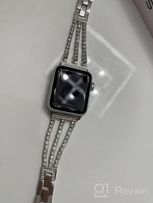 img 1 attached to Rose Gold Bling Diamond Rhinestone Apple Watch Band - Compatible With Series 8 7 6 5 4 3 2 1 SE (38Mm/40Mm/41Mm) review by Ryan Garrison