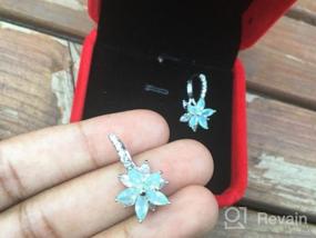 img 8 attached to CICINIO 14K Cubic Zirconia Sky Blue Rhinestone Flower Stud Earrings: Stunning Hypoallergenic Dangle Hook Earrings for Girls & Women