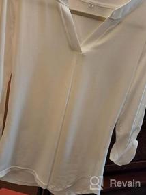 img 5 attached to Деловые повседневные туники: женская блузка LOMON с v-образным вырезом, закатанными рукавами 3/4 и складками спереди, свободная посадка для работы