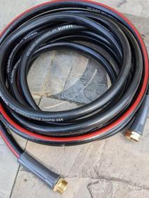 img 6 attached to YAMATIC 25Ft Garden Water Hose - Durable 5/8 Inch Hose With Solid Brass Connector For Outdoor, Car Wash, Lawn - All-Weather Black Hose