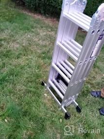 img 8 attached to 15.5FT Heavy Duty Aluminum Folding Ladder W/ Tool Tray, 2 Platform Plates & 330 Lbs Capacity - HBTower 7 In 1 Extension Ladder For Home Or Outdoor Use
