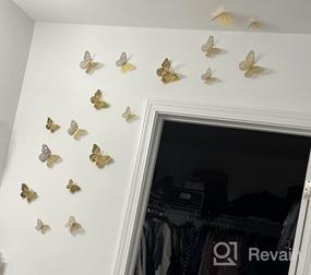 img 7 attached to 🦋 SAOROPEB 3D Butterfly Wall Decor Set - 48 Pcs in 4 Styles & 3 Sizes - Butterfly Birthday, Party & Cake Decorations - Removable Gold Butterflies in Black