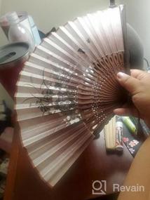 img 5 attached to Folding Hand Fan For Women - Chinese Japanese Vintage Bamboo Silk Foldable Hot Flash Church Decoration EDM Music Festival Dance Party Performance Gift (Sexy Black White)