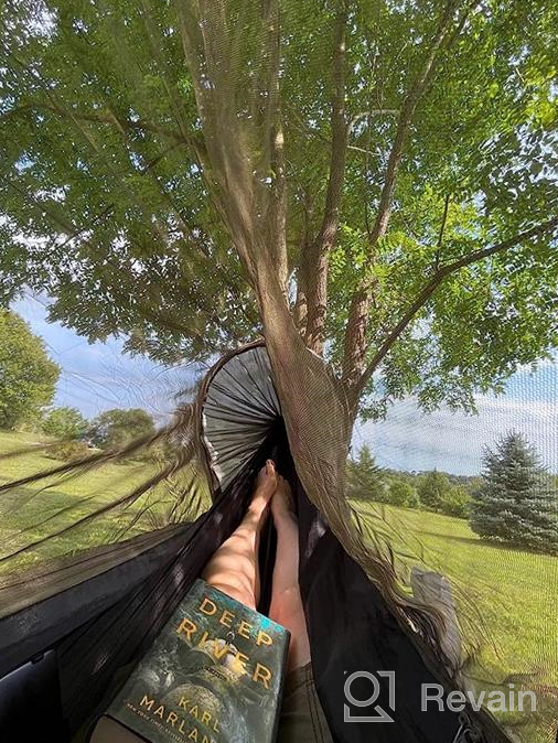 img 1 attached to Lightweight 2 Person Camping Hammock With Mosquito Net & Tree Straps - Perfect For Outdoor Backpacking, Hiking & More! review by Dan Rivera