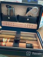 img 1 attached to Portable Leather Cigar Humidor Case With Humidifier And Cedar Wood For Travel - 4 Piece Set In Black review by Charles Barlow