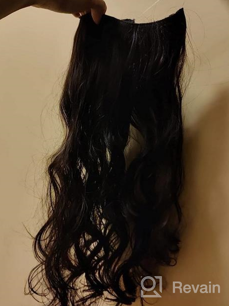 img 1 attached to 👩 20 Inch REECHO Black Brown Hairpiece - Curly Wavy Invisible Wire Extensions with Transparent Headband, Adjustable Size and Secure Removable Clips for Women review by Mario Madden