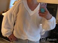 img 1 attached to Oversized Waffle Knit Sheer V-Neck Tunic Tops With Balloon Sleeves For Women'S Casual Wear: Loose Sweaters, Sweatshirts, And Blouses review by Pete Juarez