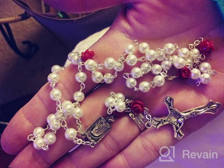 img 1 attached to 📿 Hedi HanlinCC 6mm Glass Pearl Beads Catholic Rosary with Lourdes Center Piece - Inspire Devotion with Exquisite Craftsmanship review by John Kachinosky