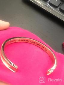 img 6 attached to 💖 I Love You Always & Forever" Engraved Cuff Bangle Bracelets - Jewelry for Women, Girls, Wife, Her, Mom