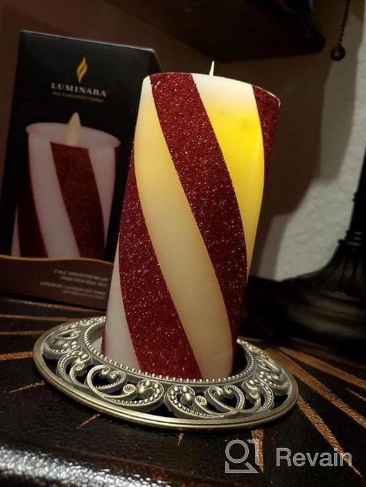 img 1 attached to Luminara Set Of 2 Candy Cane Glitter Stripe White Flameless Candle Tapers - Melted Top Real Wax With Red Glitter Swirl, Unscented, Timer, Remote Ready review by Sergio Guardado