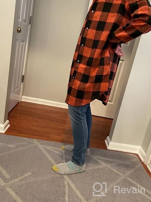 img 1 attached to Women'S Color Block Plaid Shacket Jacket V Neck Button Down Blouse Tops Flannel Shirt Jackets Coats review by Jerry Moody