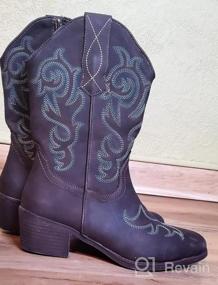 img 5 attached to Women'S Cowboy Boots 9800Mid Calf CowgirlWestern Embroidered Pull-On - Vepose Ladies' Boots