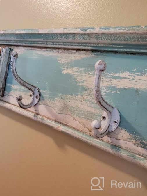 img 1 attached to Rustic Charm: Sopicoz Set Of 4 Vintage White Cast Iron Coat Hooks For A Farmhouse Feel review by Adam Price