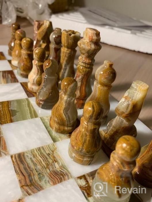 img 1 attached to Handmade White & Green Onyx Staunton And Ambassador Chess Sets - Perfect Gift For Adults! review by Aaron Ward